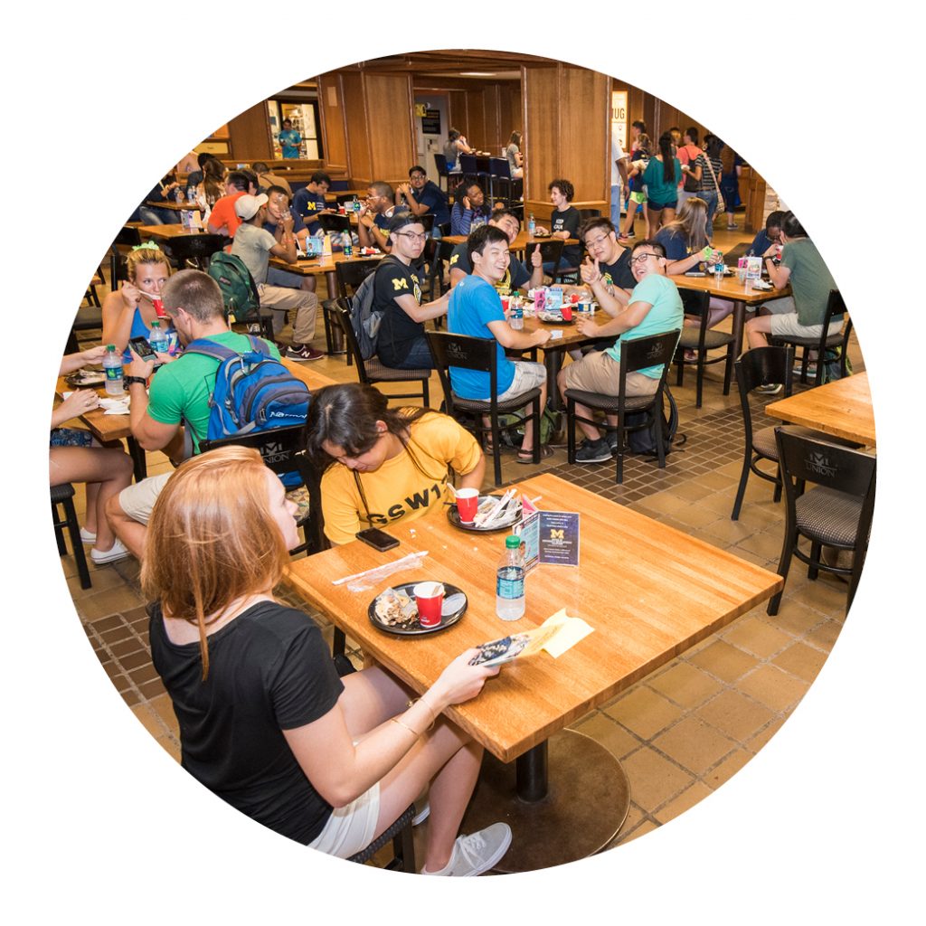 Students eating at the Michigan Union.
