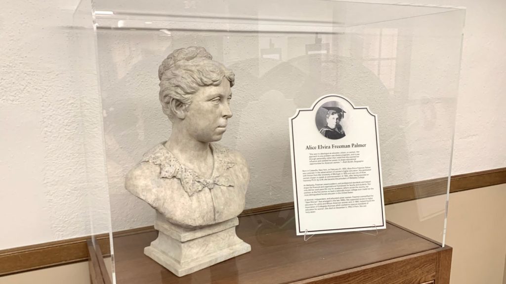 Restored Alice Freeman Palmer bust and plaque.